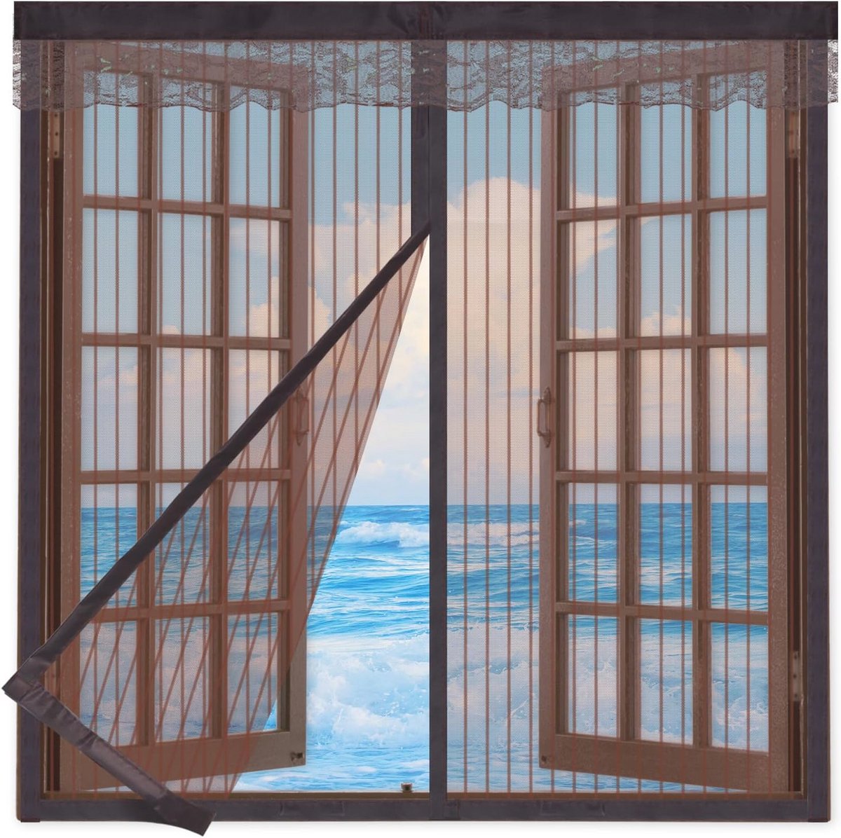 Raamhor 80x80 cm met Magnetische Sluiting - Muggennet Zonder Boren