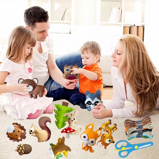 MONCAP 8 stuks naaiset voor kinderen, zeedieren, naaiset voor kinderen, vilt, zeedieren, knutselset, zee, creatieve doe-het-zelf, pedagogische naaiset voor meisjes en jongens, beginners, zomer