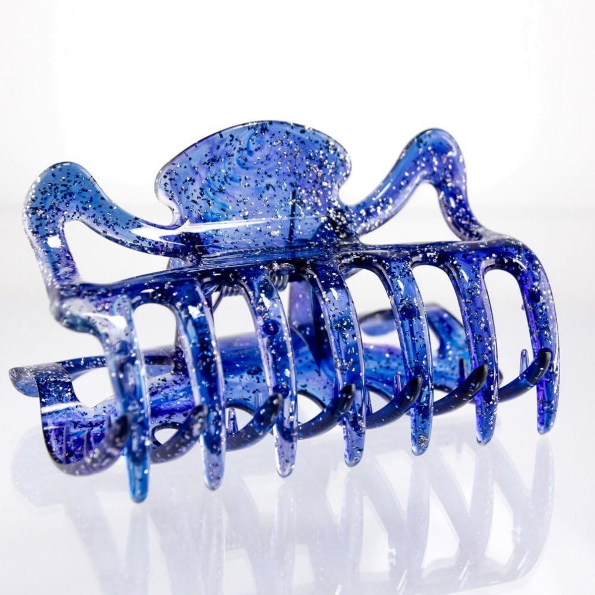 Grote Haarspeld In Nachtblauw Met Zilver Glitters - 9 cm