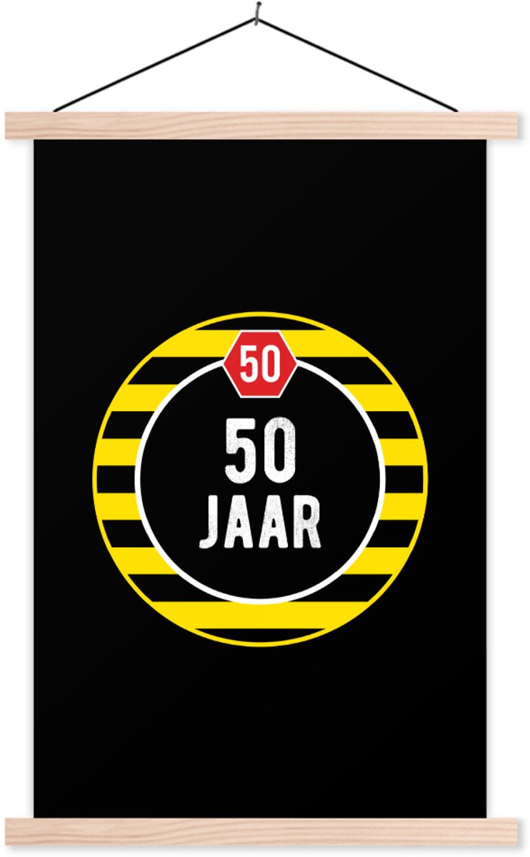 Posterhanger incl. Poster 60x90 cm - Schoolplaat - Feest - 50 Jaar - Versiering - Textielposter - Blanke latten