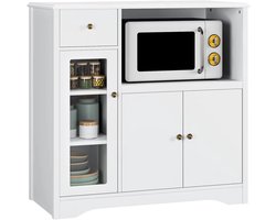 Magnetronkast - Keukenkast - Keukenrek Staand - Ovenkast - 90 cm x 40 cm x 82 cm - Organizers - Dubbele Draagplank - Aanrecht Organiser - Wit