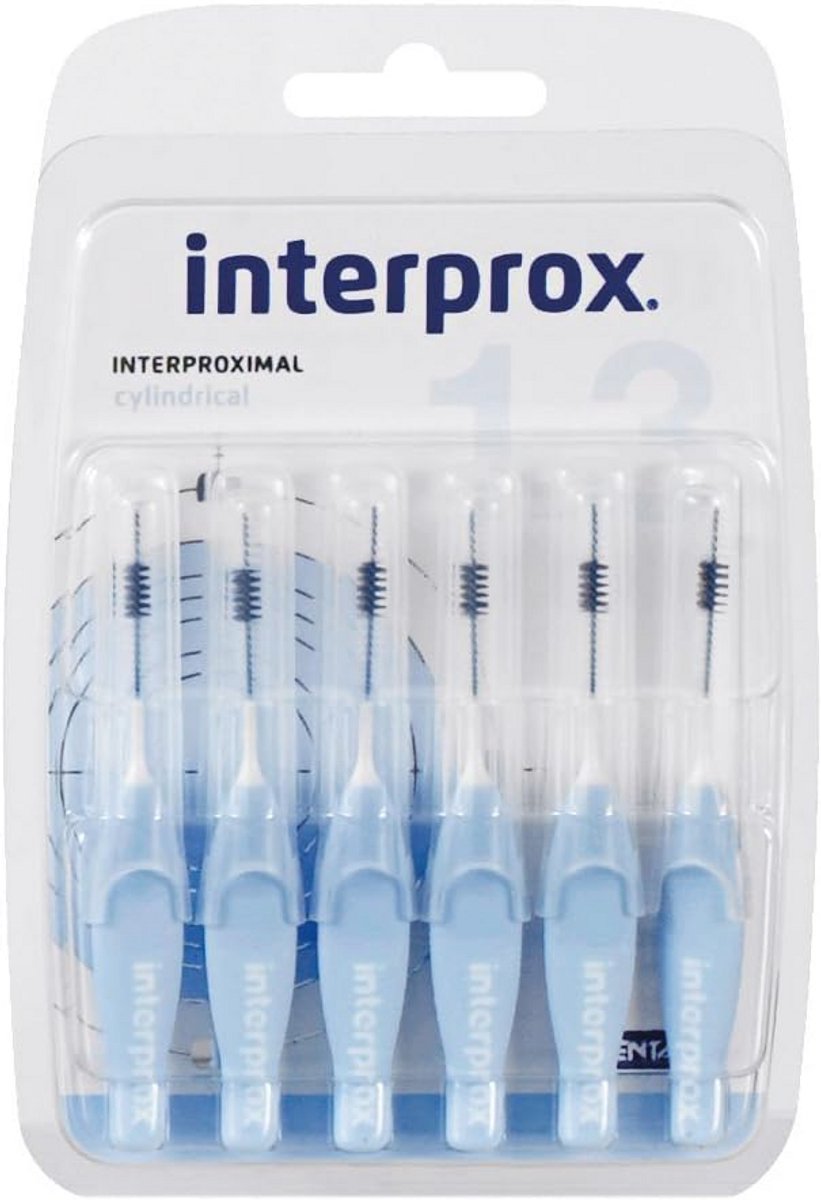 Interdentale borstels cilindrisch lichtblauw - 6 stuks (verpakking van 3)