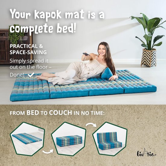 Duurzaam Klapmatras van Kapok 200x110cm - Gastenmatras, Yogamat en Ligstoel van Merkloos — afbeelding 5