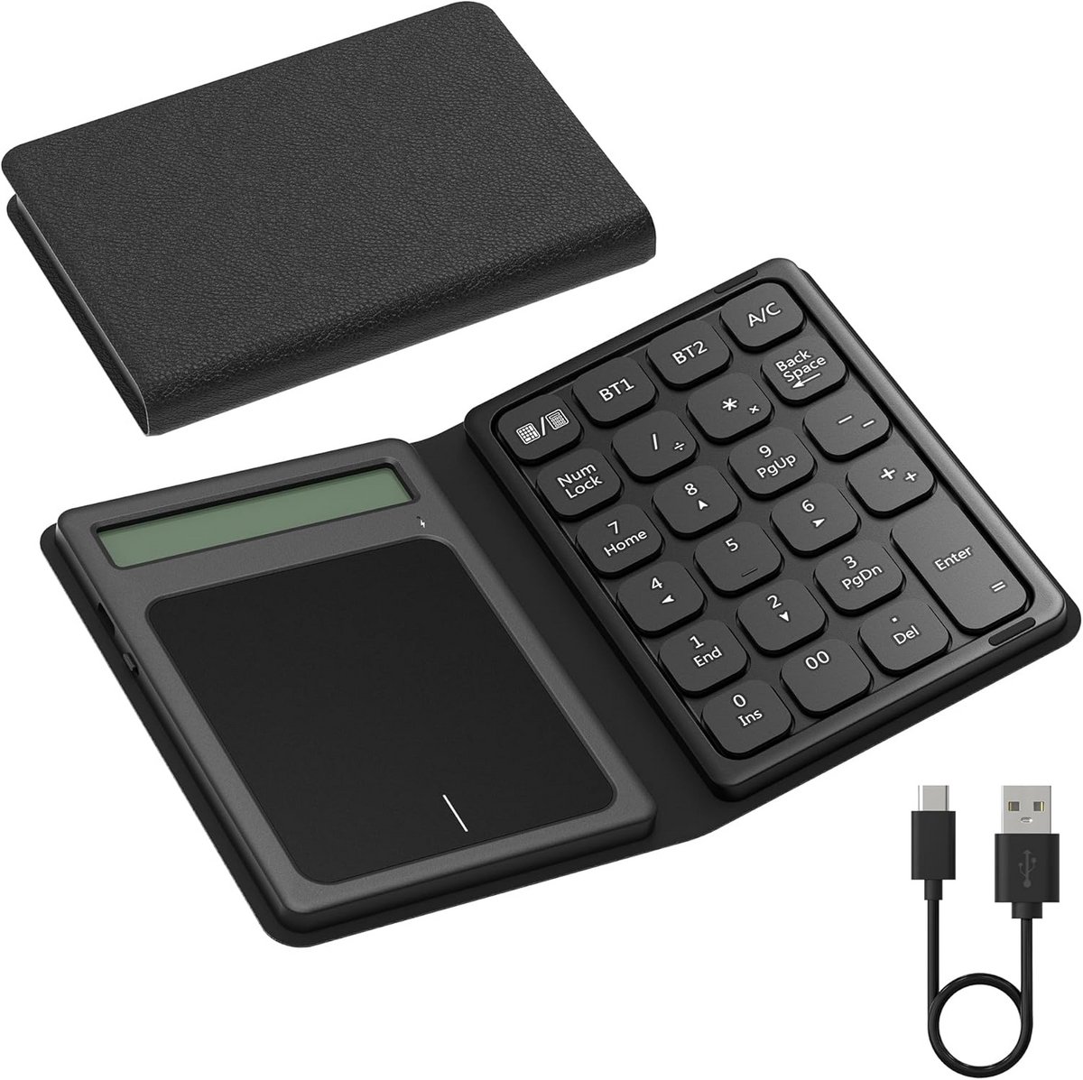 Draadloos 3-in-1 Bluetooth Nummerblok, Trackpad en Rekenmachine - Oplaadbaar en Opvouwbaar voor Laptop en Desktop