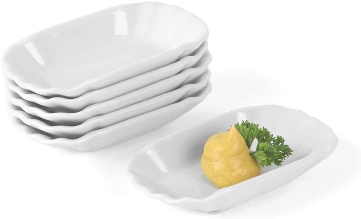Porseleinen Rechthoekige Serveerplaat 26 cm - Kartonnen Look