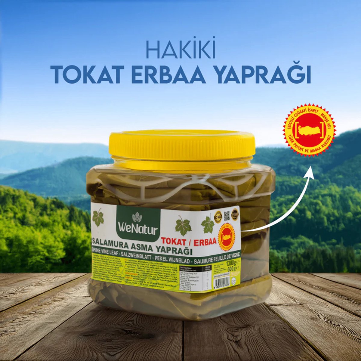 WeNatur Tokat Erbaa Gepekelde Druivenbladeren (600g Netto / 1300g Bruto)