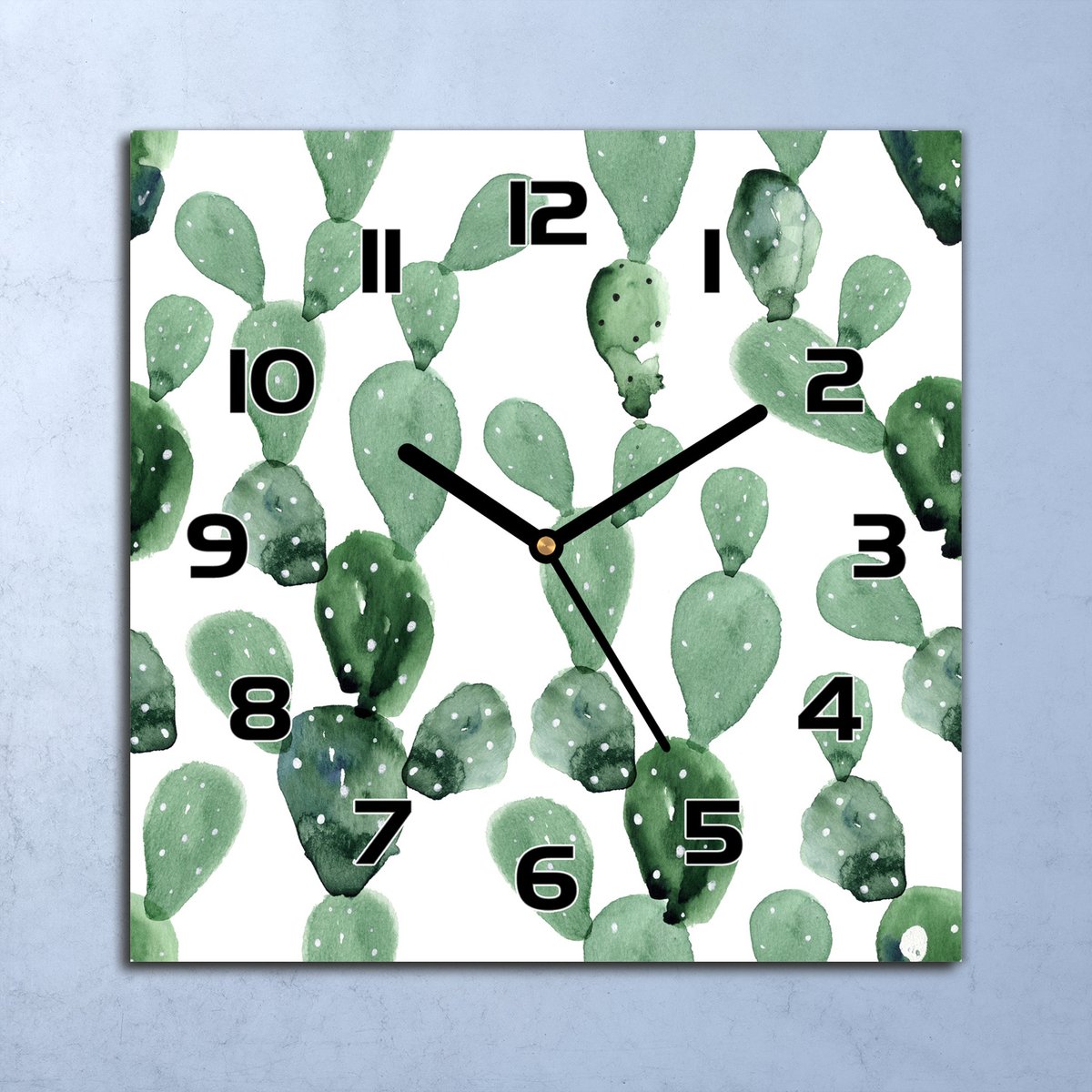 Coloray Wandklok - Cactusstruikgewas Klok Glas - 30x30 cm - Groente Wandklok - Wandklok Vierkant - Wandklok Industrieel - Wandklok Keuken - Stille Wandklok