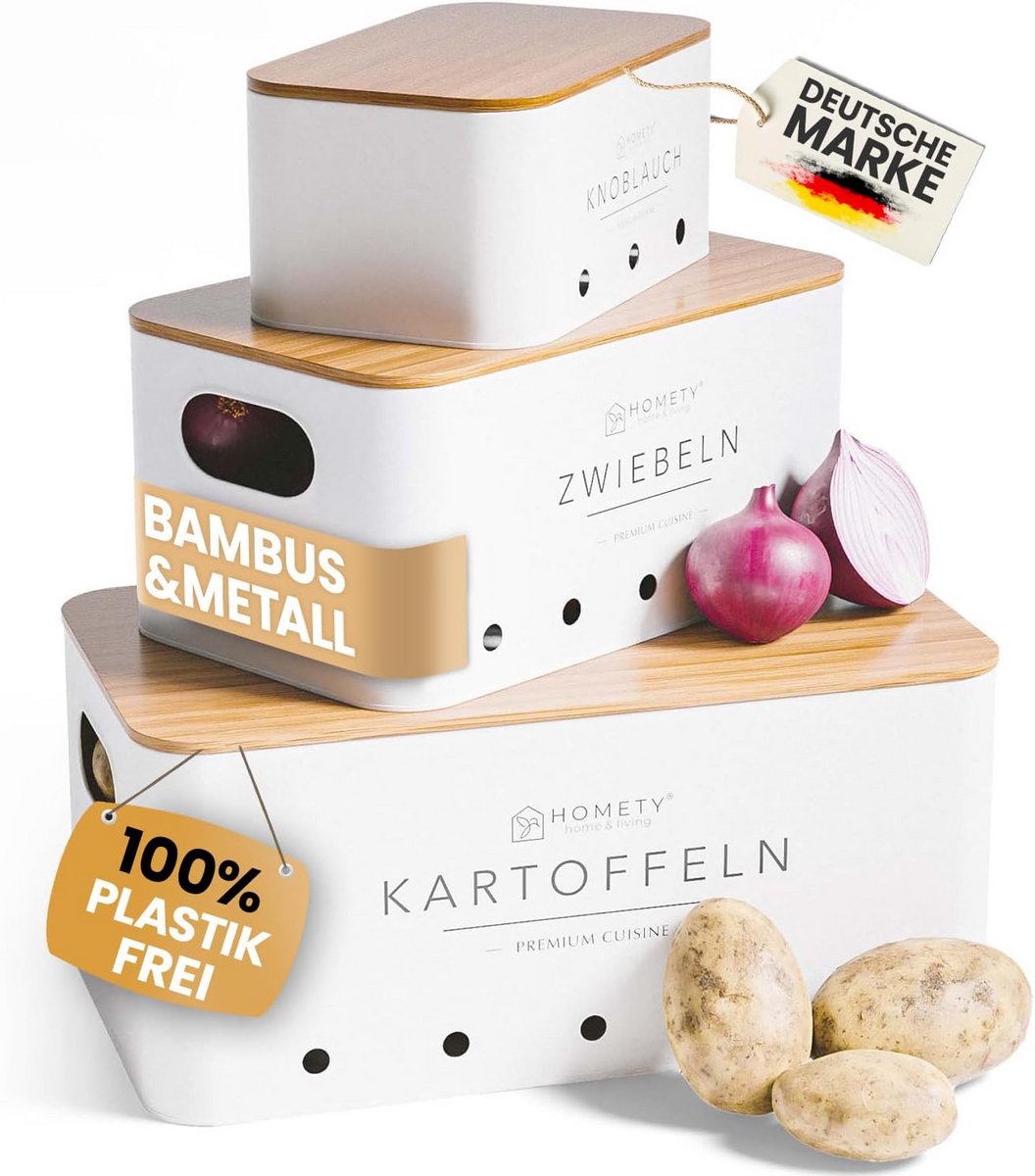 Set van 3 Aardappelopbergdozen - Houd Groenten Langer Vers
