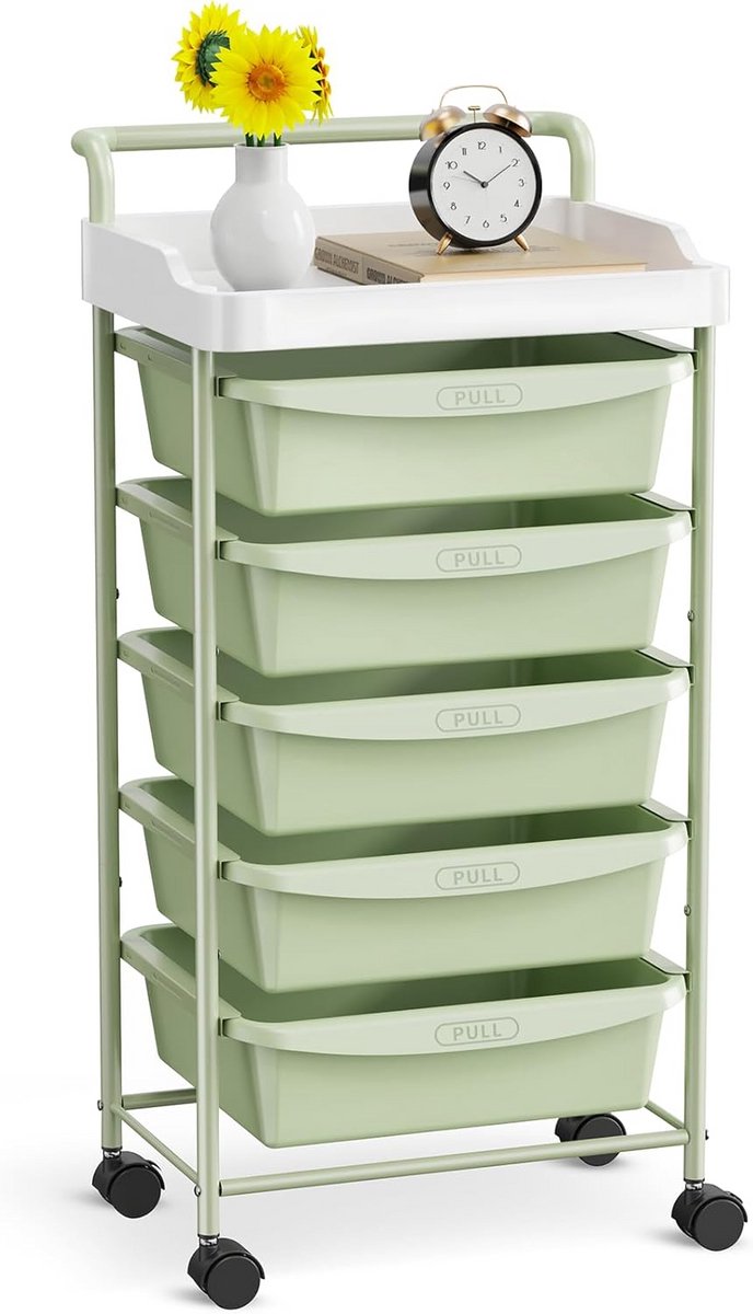 Multifunctionele Utility Cart met 5 Laden voor Woonkamer, Slaapkamer, Kantoor en School