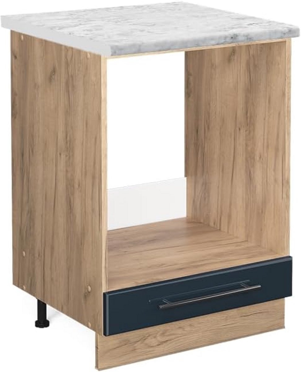 Inbouwoven Kast 60 cm Hoogglans Donkerblauw met Decoratief Werkblad