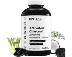 Geactiveerde Houtskool 2400 mg - 240 Veganistische Capsules voor Spijsvertering en Welzijn