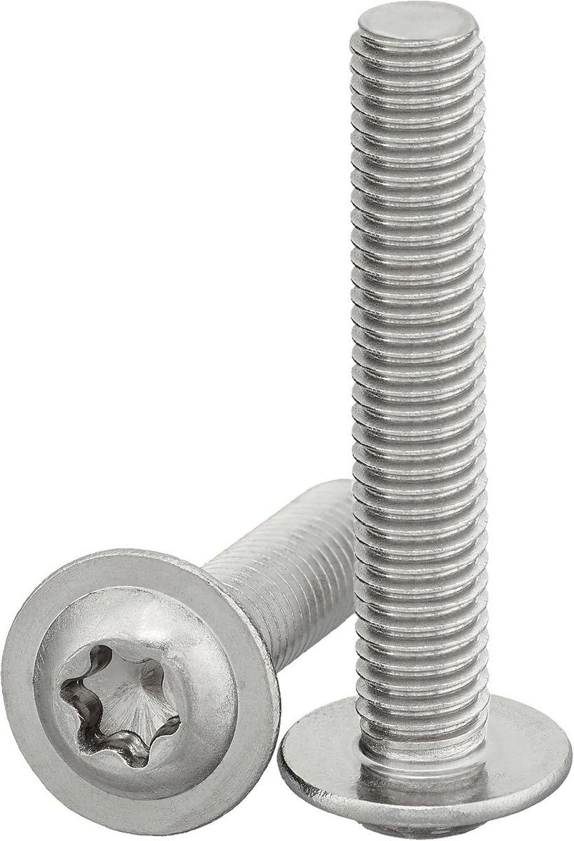 Roestvrijstalen Kogelkopschroeven met Flens en Torx/Zeskant Aandrijving (ISO 7380-2) - Volledige Schroefdraad