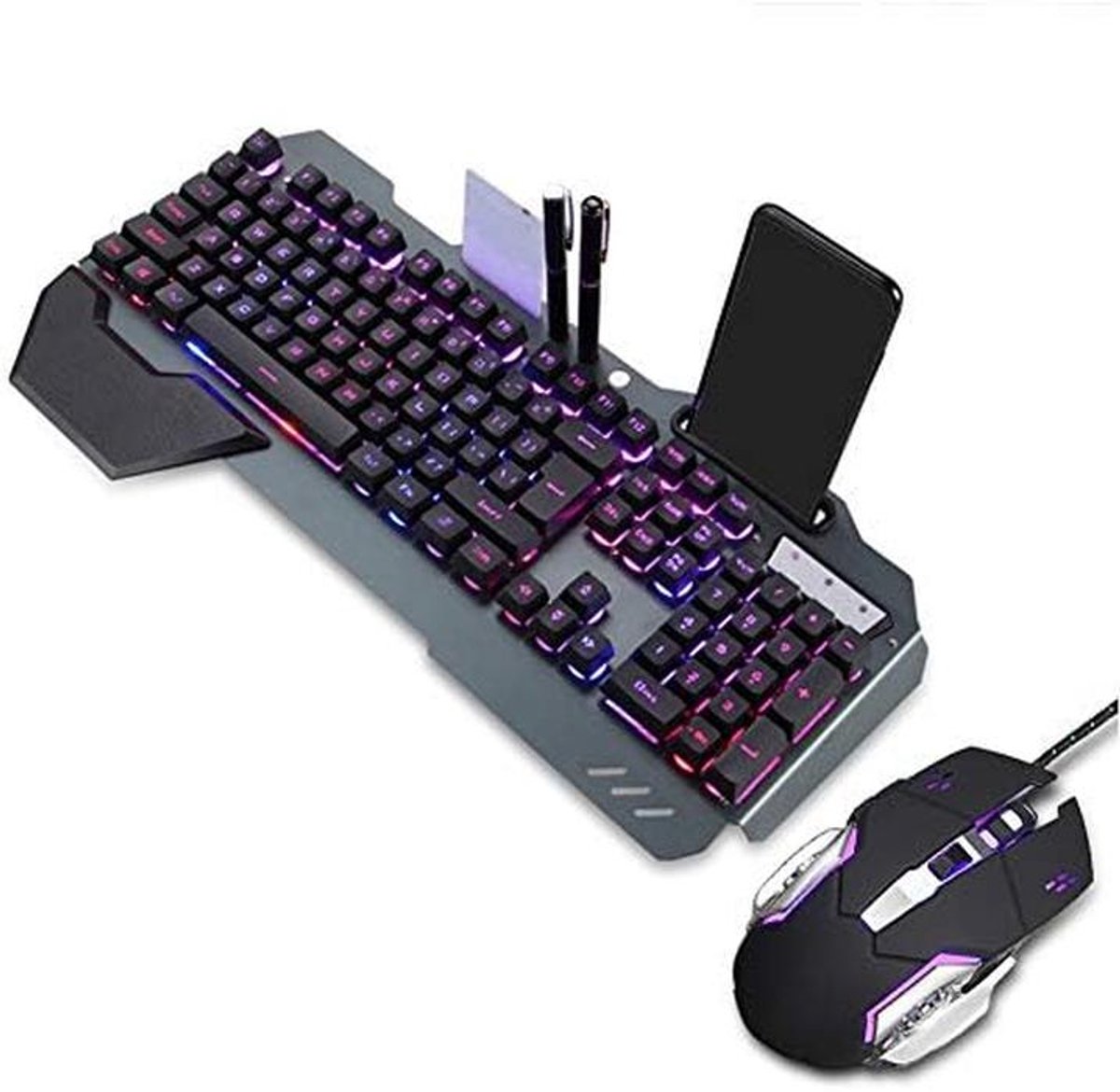 Verlicht Gaming Toetsenbord en Muis Set met 3200 DPI, USB Bedraad voor PC en Desktop