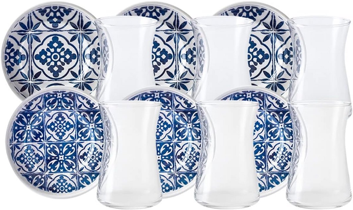 Set van 12 Turkse Thee Glazen met Hartjes, 170 ml, Geschikt voor 6 Personen
