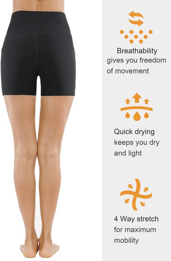 Hoge Taille Yoga Shorts voor Dames met Buikcontrole en Diepe Zakken - Perfect voor Fitness en Running — afbeelding 3