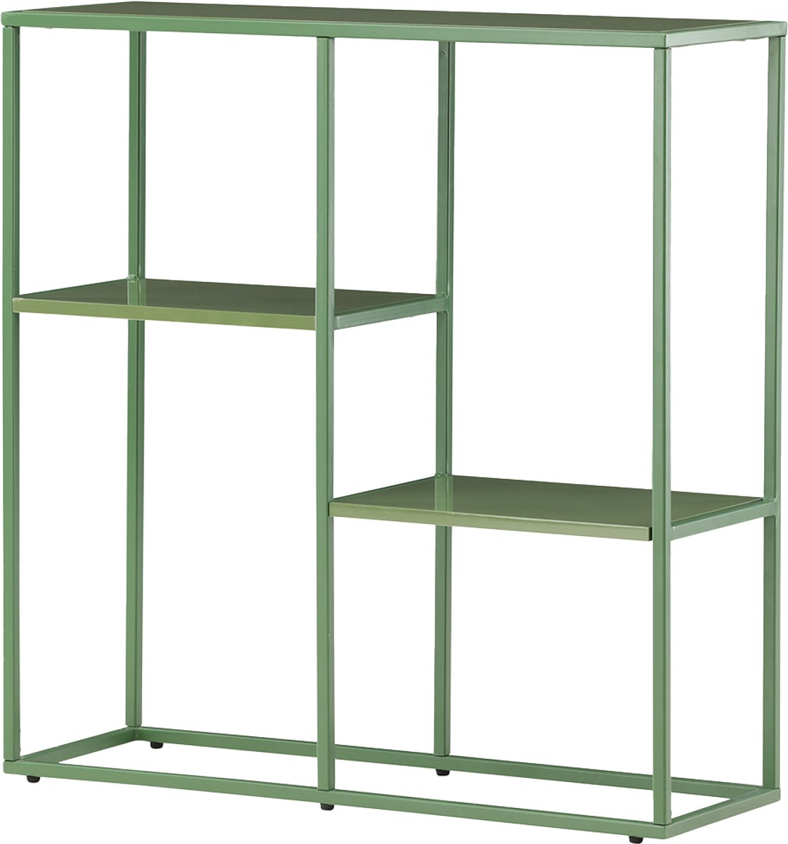 Nest living Jaxx Metalen Boekenkast Groen - 80 x 80 cm - Open Vakkenkast - Wandkast - Industrieel