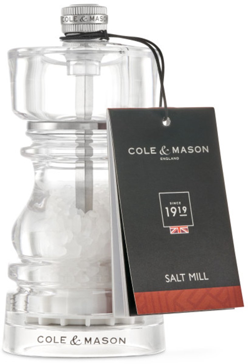 Cole & Mason London Zoutmolen – 13 cm – Transparant Acryl – Keramisch Precision Maalwerk