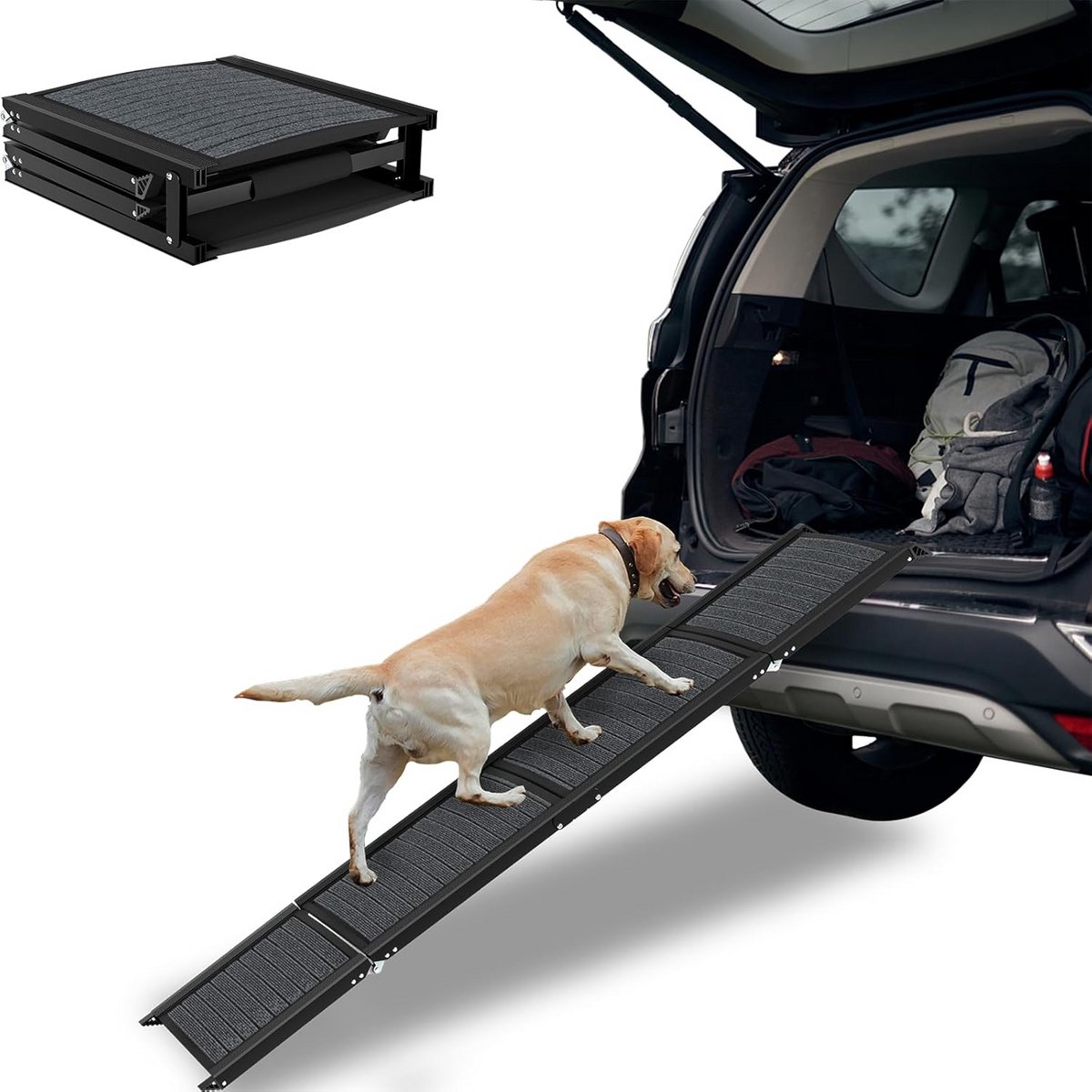 Inklapbare Hondenoprijplaat met Antislip Tapijt voor Auto en SUV