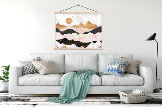 Porte-affiche avec affiche - Affiche scolaire - Marbre - Or - Pastel - 120x90 cm - Lattes vierges