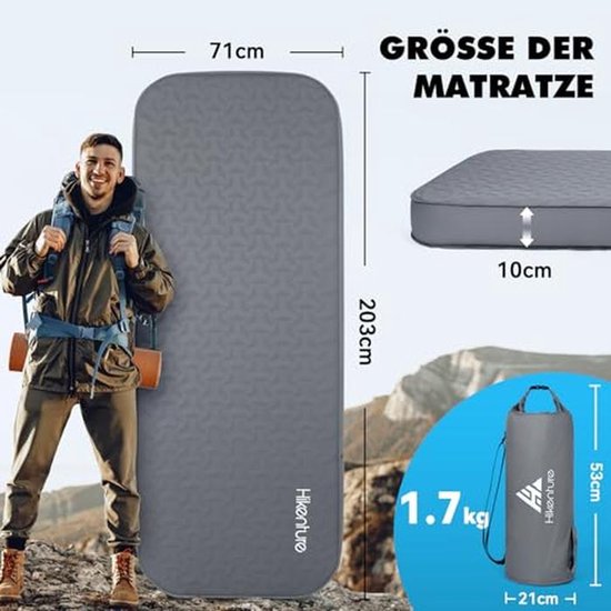 Zelfopblazend slaapmat met ingebouwde elektrische pomp - 10 cm dik, R-waarde 9.5 - Ideaal voor camping, tent, wandelen en auto van Forceatt — afbeelding 3