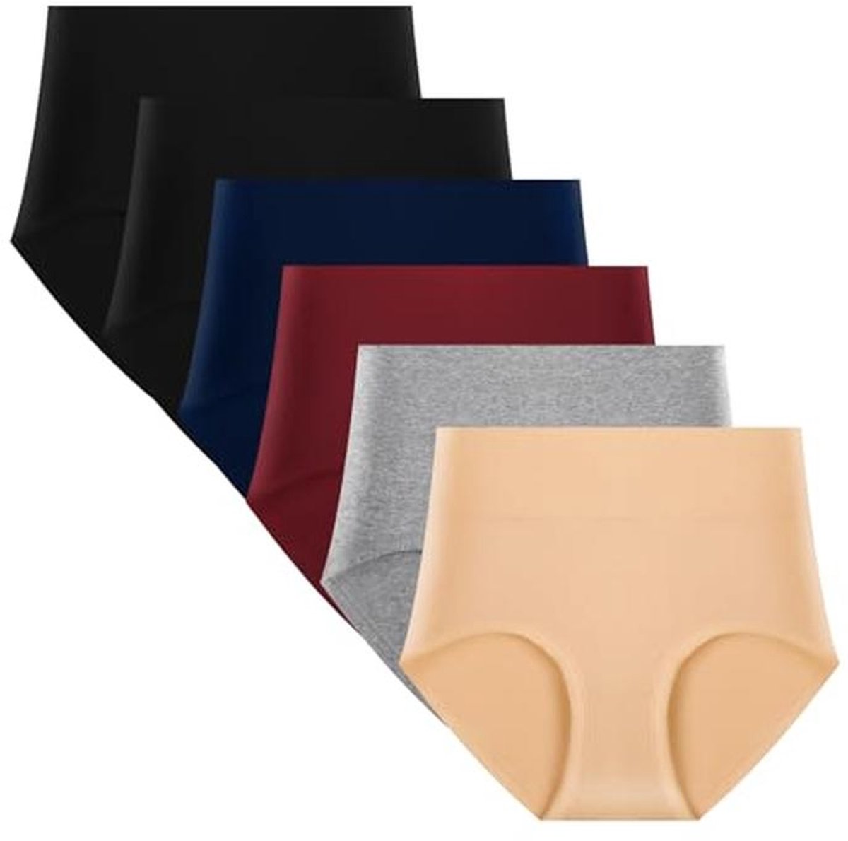 Hoge Taille Slip Voor Vrouwen - Katoenen Slipjes met Buikcontrole - Set van 6