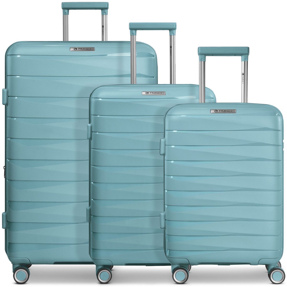 Franky London 4 wielen Kofferset 3-delig met uitbreidingsplooi - Harde bagage - Combinatieslot - mint green