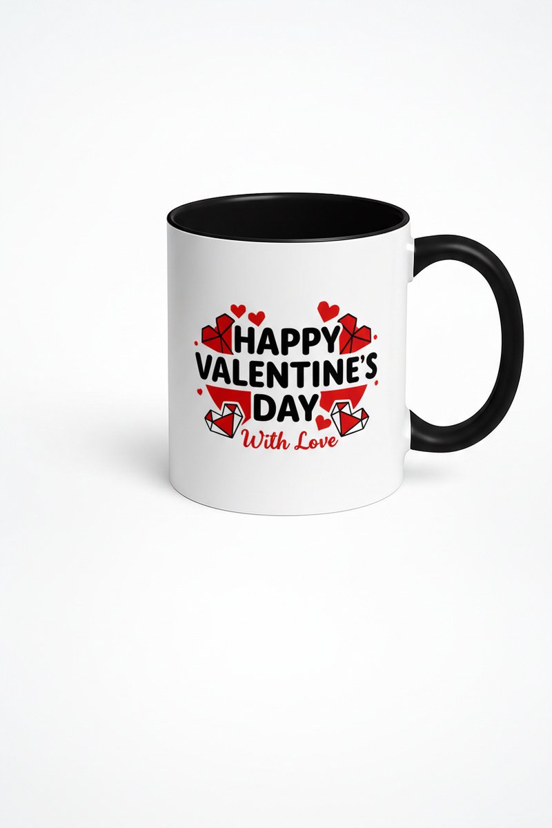 Happy Valentine's Day Mok - Romantisch Cadeau Met Liefdes Hartjes Tekst