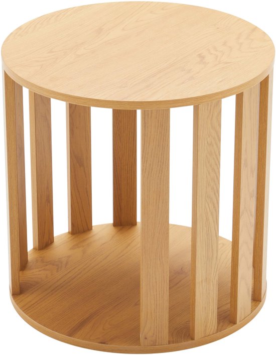 Oviala - Ronde salontafel met houtlook, 50 cm diameter, licht hout ...