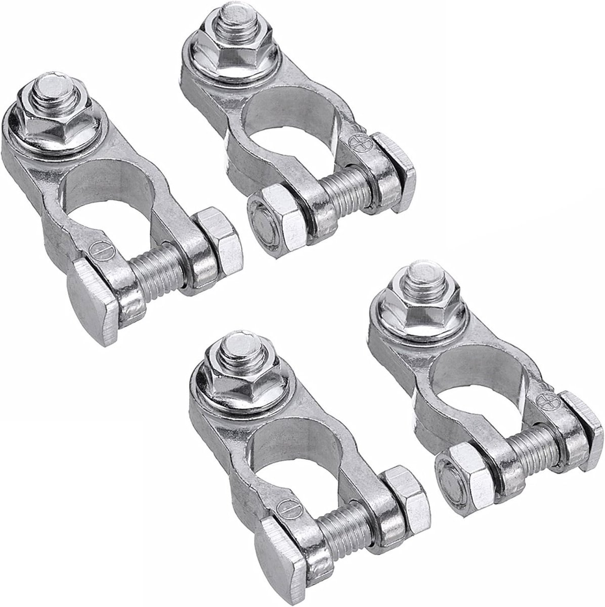 2 Pairs, Battery Pole Terminals, Battery Connector Post Terminals, Battery Clamp Battery Terminal, Positive And Negative Battery Poles, Aluminum Alloy Connectors, For Car Of Marine 12/24/60v