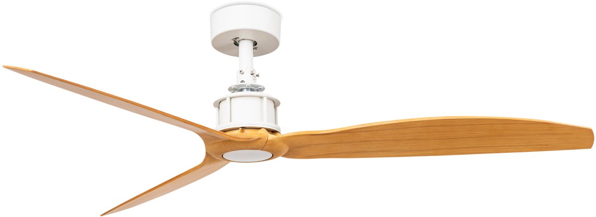 Faro Barcelona 32110 Just Fan M plafondventilator wit/esdoorn hout 128 cm - Afstandsbediening - Stille en zuinige DC-motor - 6 snelheden - zomer en winterstand