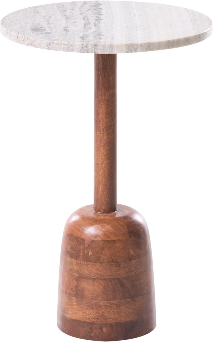 Beliani HARTWELL - Bijzettafel - Bruin - Mangohout/Marmer