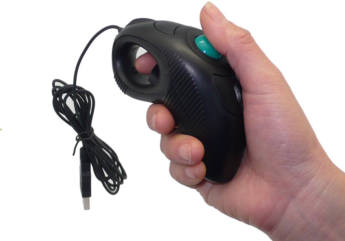 Ergonomische bedrade USB-muis met mini-trackball, zwart, nauwkeurig scrollen, geschikt voor laptops en desktops, comfortabel ontwerp voor zowel links- als rechtshandigen - Stijl 2