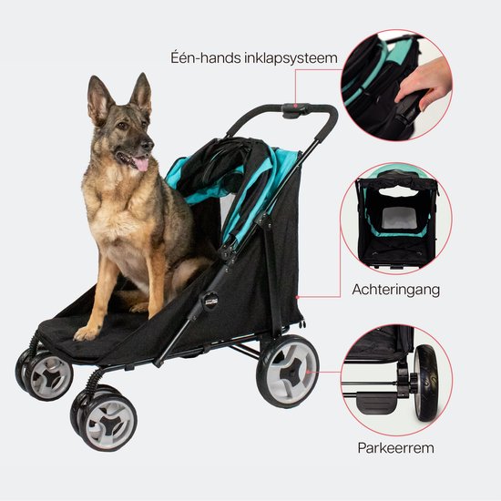Poussette pour chiens MAMUT Innopet pour grandes races de chiens jusqu'à 50 kg - housse de pluie incluse