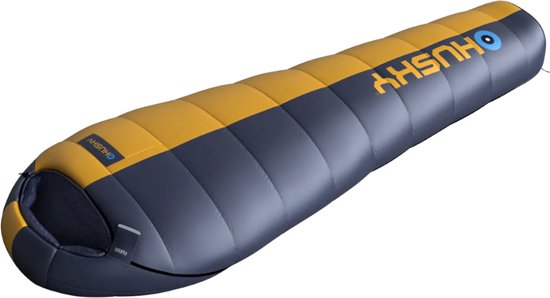 Husky mummyslaapzak ThermoPro Fuego -5°C - 210 x 85 cm - Blauw met Mosterd van Merkloos — afbeelding 4