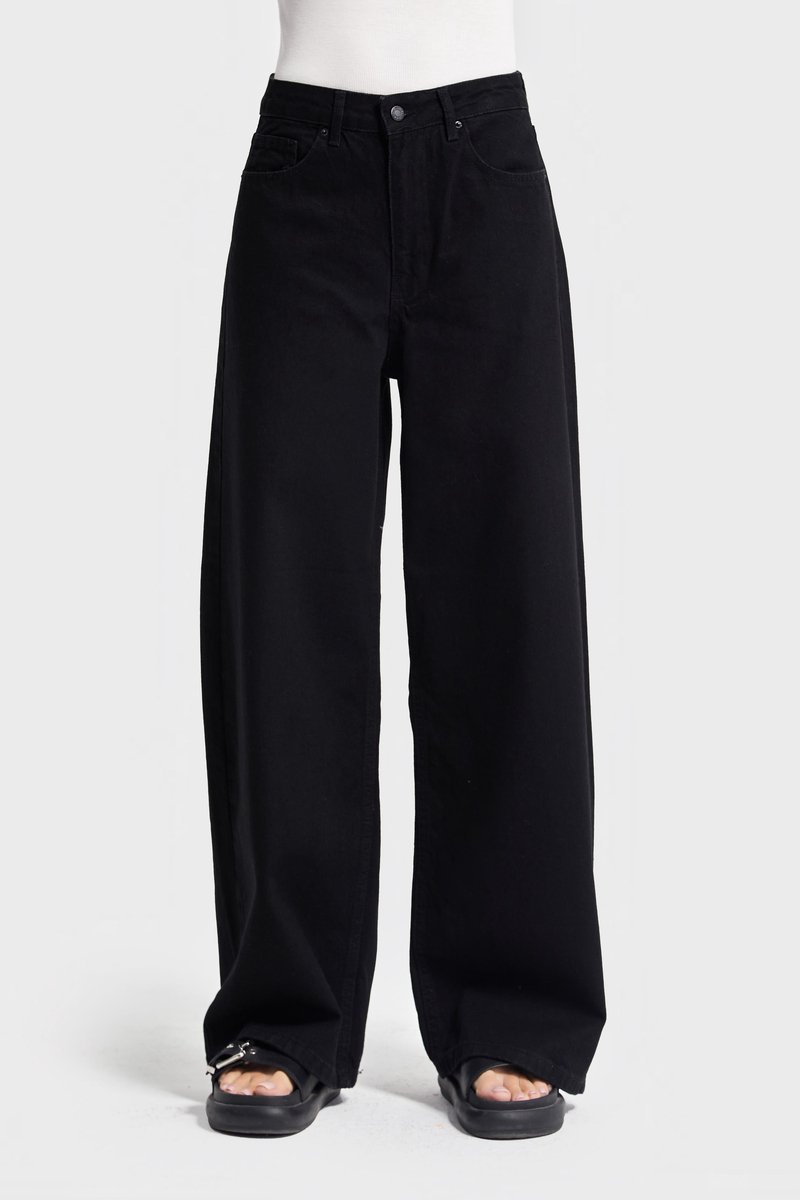 It's Basic - Baggy Mid Rise Jeans - JET BLACK