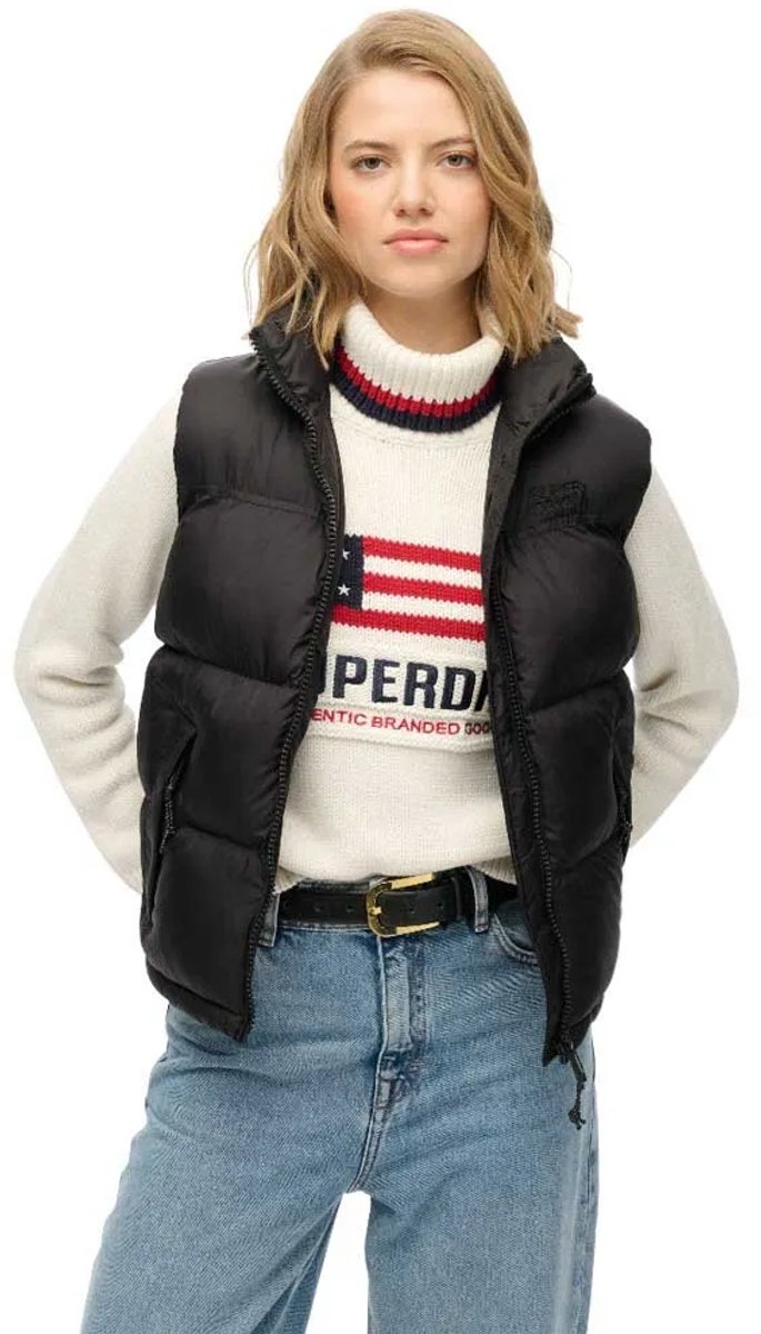 Superdry Tech Gewatteerd Gilet Dames Gilets Zwart