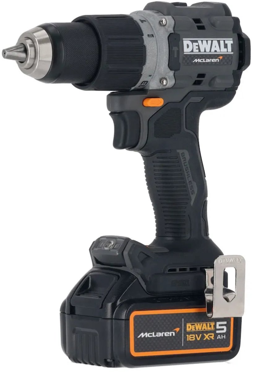 DeWALT DCD85MP2T 18 Volt accu-boormachine met klopfunctie, 2x 5,0 Ah XR accu, lader, McLaren koffer en styling – foto 3
