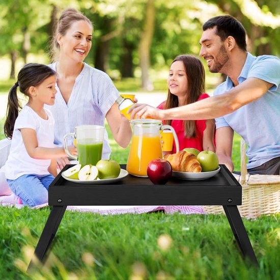 Opklapbare tafel - Campingtafel - Draagbare opklapbare tafel - Kan gebruikt worden als eettafel, tv-tafel, laptoptafel, snacktafel, banktafel of werktafel - Zwart — afbeelding 5