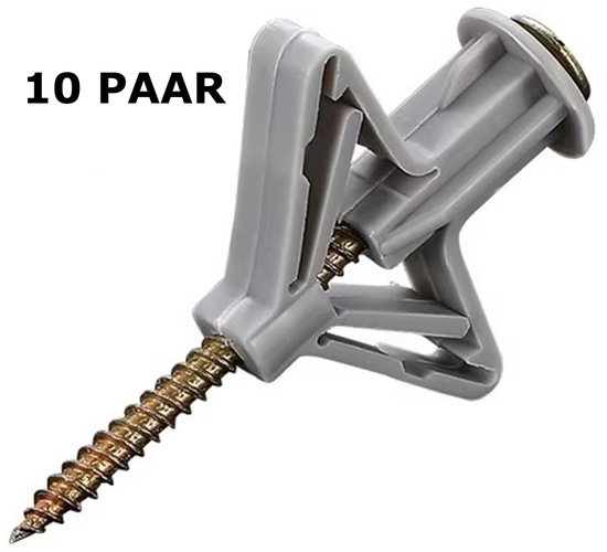 Grijze hollewandplug met gouden schroef, 10 paar.