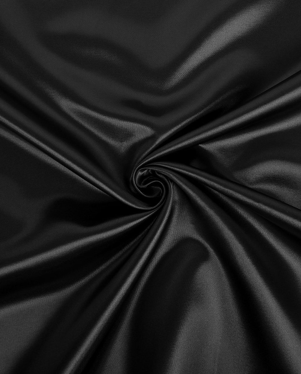 Satijn Stof per Meter – Zwart – Luxe Glans – Soepelvallend – Voor Avondkleding, Blouses & Decoratie