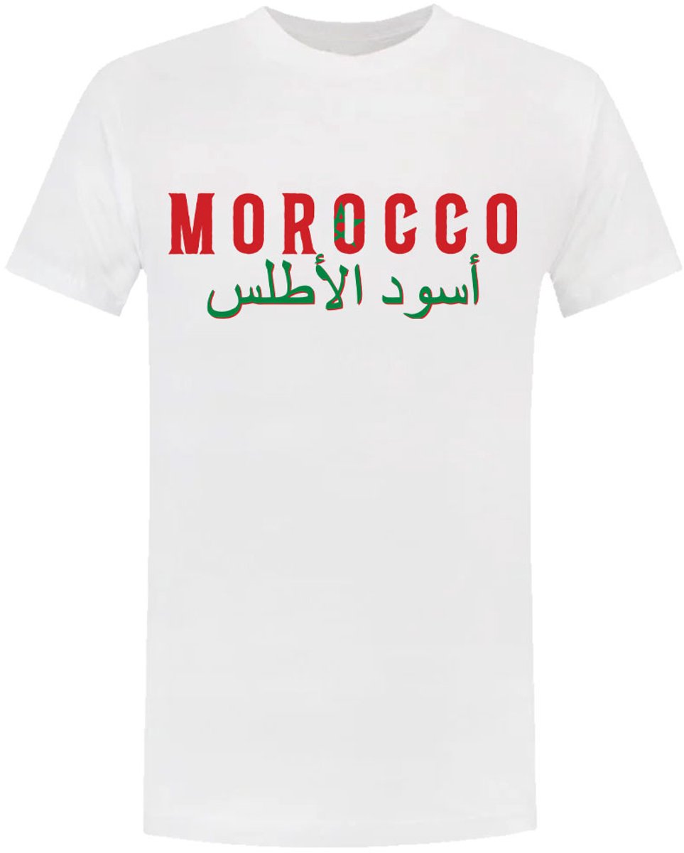 Morocco Heren T-Shirt Wit - Marokko Voetbal Shirt - Atlas Lions Asoud Al Atlas