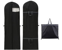 Kledinghoes Extra Lang (180cm) - Luxe Kledingzak voor Trouwjurk & Kostuum - Opvouwbaar met Handvatten - Ademend & Waterdicht - Zwart - Reisbeschermhoes met Kijkvenster