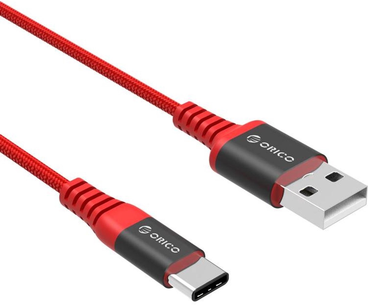 Orico USB-C naar USB-A supersterke aramid fiber kabel - tot 3A / rood - 1 meter