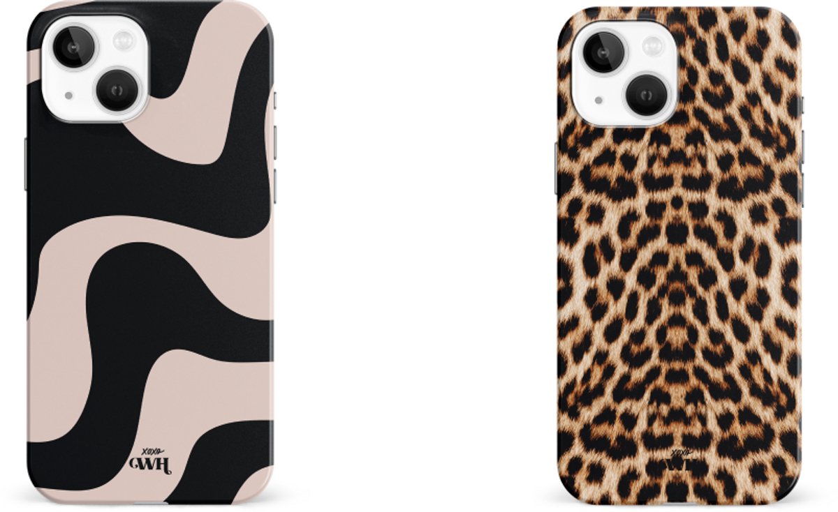 xoxo Wildhearts telefoonhoesjes Ride With Me Zwart & Beige + Wild Thing – Double Layer Hard Cases met golvend design – luxe & stevig – geschikt voor iPhone 15