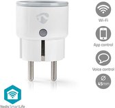 Nedis SmartLife Slimme Stekker - IP21 - Energiemeter - 2500 W - Randaarde stekker / Type F (CEE 7/7) - -10 - 40 °C - Android / IOS - Wit - 1 Stuks