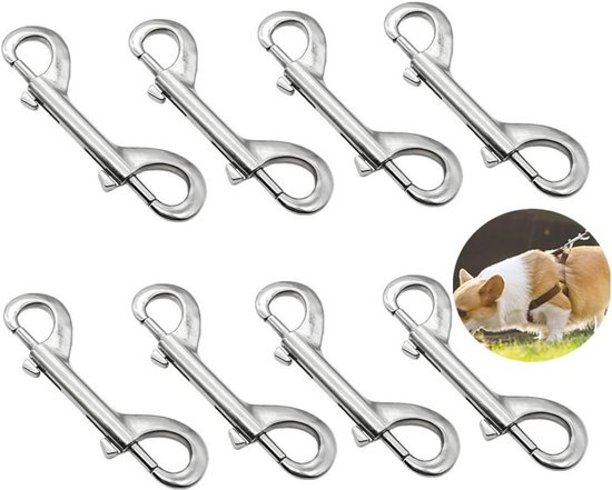 6 stuks hondenriem clips, 360° draaibare karabijnhaak met sleutelring, zinklegering zwaar belastbare hondenriem haak, zwarte kreeftsluitingen karabijnhaak voor hondenriemen, vlaggenmast, lanyard