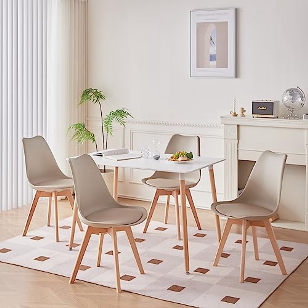 Rechthoekige Eettafelset met 4 Stoelen voor Thuis, Kantoor of Café