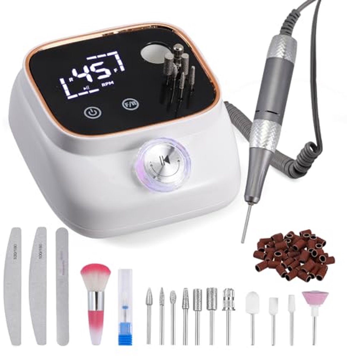 Elektrische nagelfrees met LCD-display en 56 accessoires voor manicure en pedicure