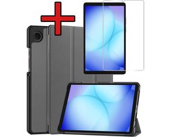 Hoesje - Geschikt voor Samsung Galaxy Tab A11 / A9 - Met Screenprotector - Hardcover Book Case - Trifold Bookcase Hoes - Hard Cover - Tablethoes - Grijs
