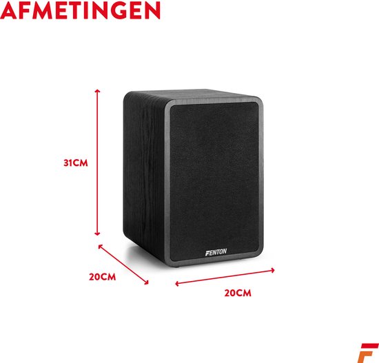 Boekenplank speakers - Fenton SHFB65 - Zwarte hifi speakers 6,5'' - 200W - 2-weg